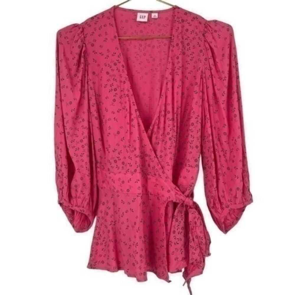 XS Gap, Pink Wraparound Tie, Front Blouse